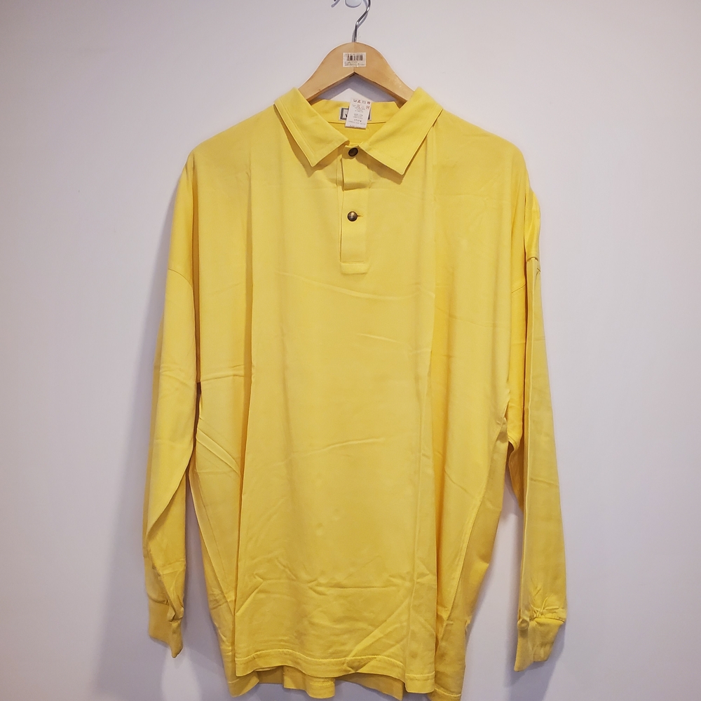 Vintahe Versace Yellow Long Sleeve Men's Shirt Size 52